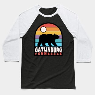 Gatlinburg Tennessee Bear Badge Retro Sunset Baseball T-Shirt